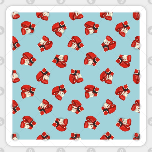 Red Boxing Gloves Pattern Sticker by okpinsArtDesign